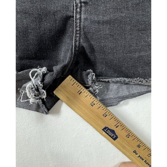 Levis High Rise Jean Shorts Womens 29 (29x2) Black Raw Hem Cut Off Denim Stretch - Picture 8 of 10
